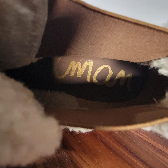 Sam Edelman Reagan Brown Suede Wedge Ankle Boots With Sherpa Trim Size 10 - Picture 14 of 17